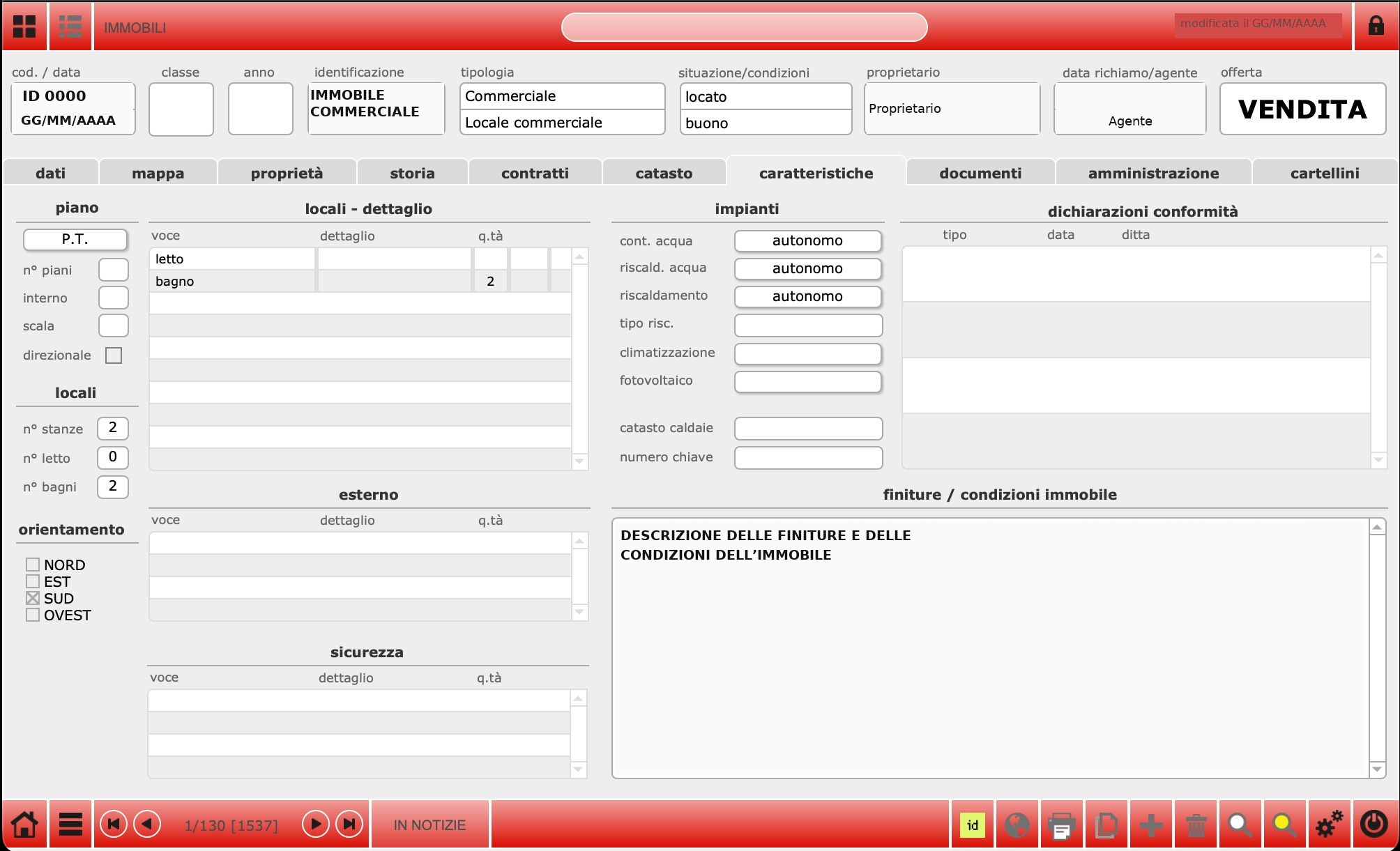 Anonymised eZ-Domus property features interface
